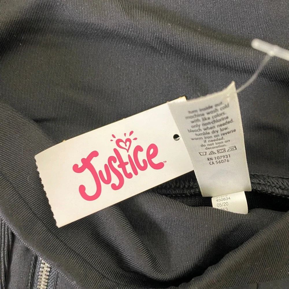 Justice Active Leggings Size 14 Teen Girls Black High Waist Zip‎ Pocket NEW NWT
